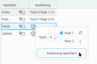 Auslosen eines Spielers