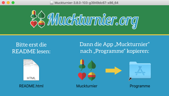 Das Interface des Muckturnier-DMG-Pakets, wenn es eingehängt ist