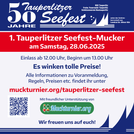 Flyer für den 1. Tauperlitzer Seefest-Mucker am 28.06.2025